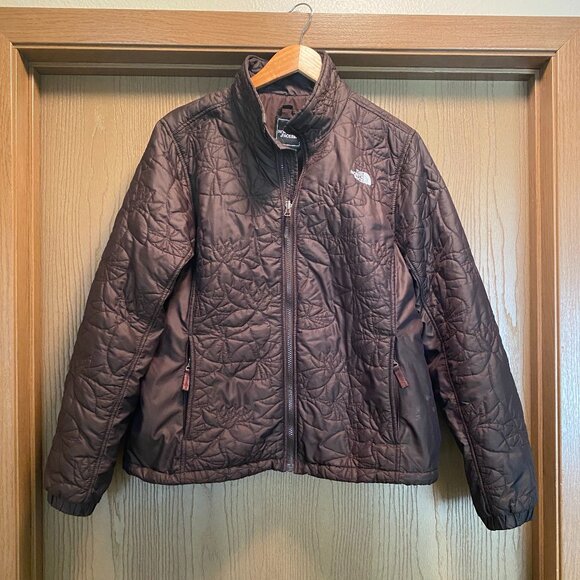 North Face Jacket Womens XL Quilted Brown Puffer Fall Winter Zip Up Pockets - Picture 1 of 4